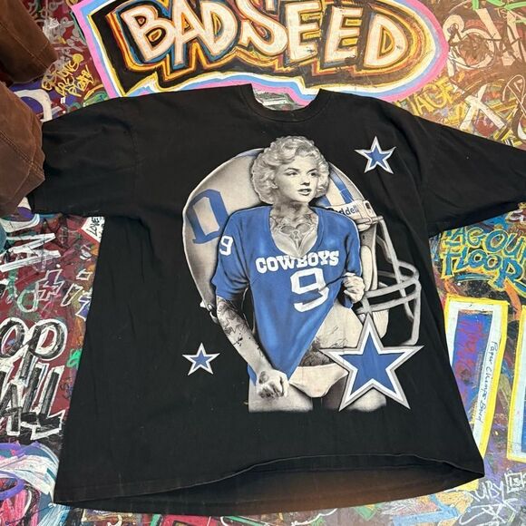 Vintage 90s Dallas Cowboys Marilyn NFL Graphic T-Shirt, 4XL, Made in USA - Picture 1 of 7